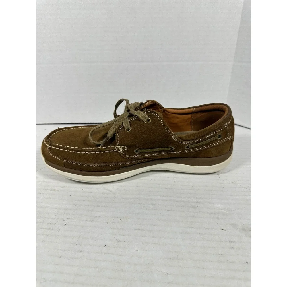 Propet Pomeroy Mens Brown Leather Boat Shoes MCA082S Size 11.5 M